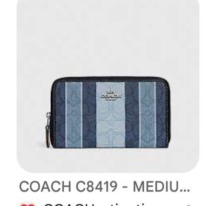 Medium ID Zip Around Wallet In Signature Jacquard With Stripes - Silver/Midnight